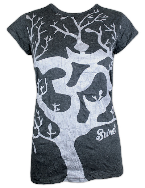 SURE Damen T-Shirt - Om Magischer Baum Silber