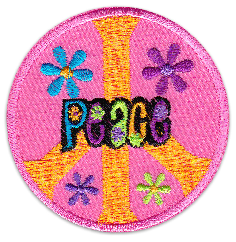 AUFNÄHER Patch Regenbogen rainbow Hippie Flower Power Nuklearwaffen peace 7,5 cm 