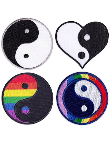 Yin Yang Peace and Heart Logo Iron on Sew on Embroidered Patch