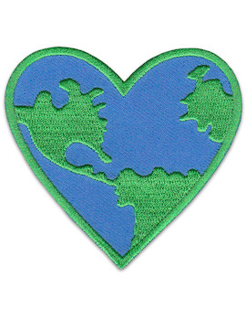 Love Earth Patch Iron Sew On Hippie Girl Heart