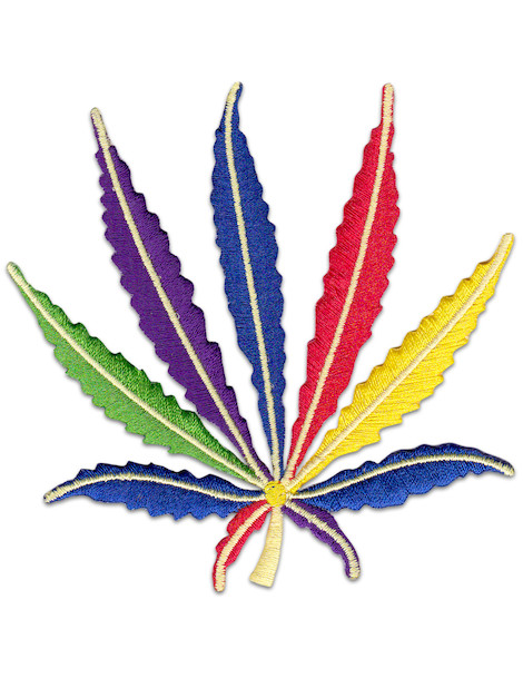 Aufnäher Regenbogen Cannabisblatt