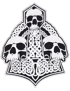 Skull & Thor´s Hammer Kingsize Patch Iron Sew On German Gods