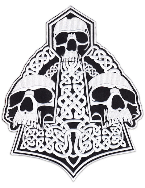 Skull & Thor´s Hammer Kingsize Patch Iron Sew On German Gods